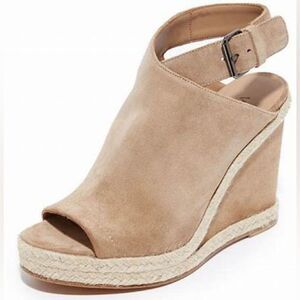 Vince Evangeline Suede Jute Trimmed Wedge Sandal Sandals